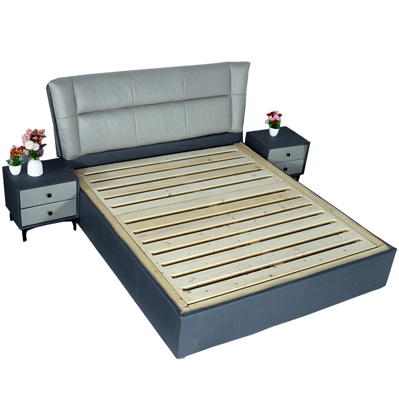家用主卧科技布高箱床-现代简约双人储物软床-实木软包布艺气动高箱双人床1.8米(舒合RC-19)